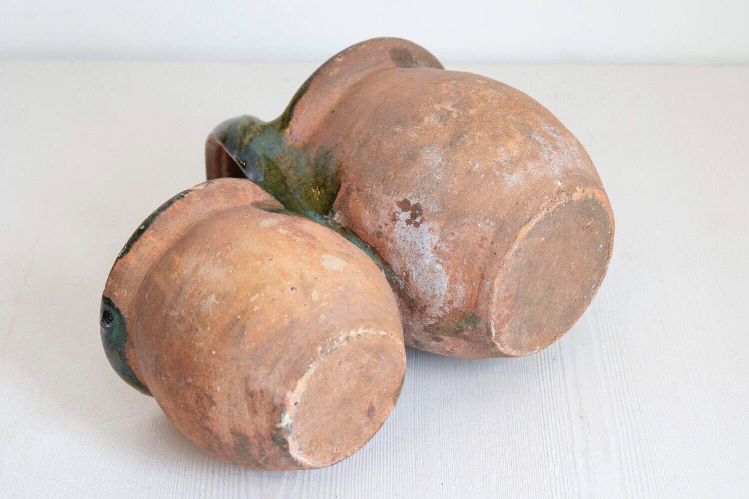 19th Century Green Glazed Shepherd's Lunch Holder Pottery with Bowls and Handle - JAA