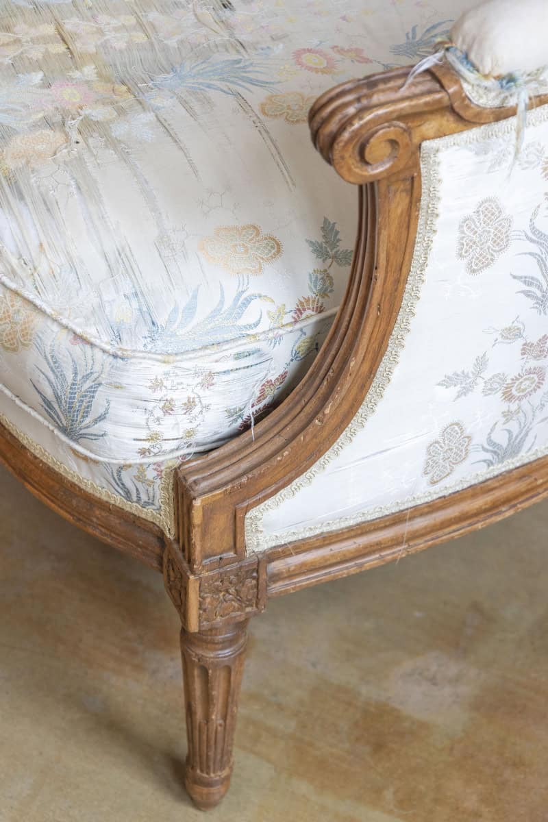 French Louis XVI Period Late 18th Century Walnut Bergère Chair with Curving Back - JAA