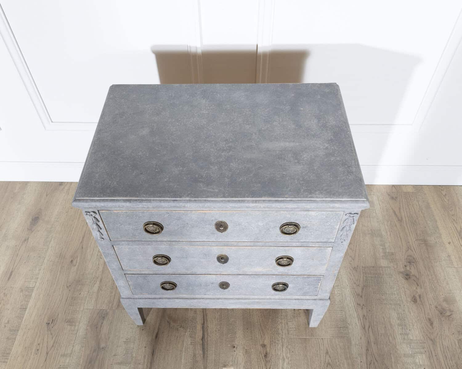 Swedish Painted Chest of Drawers in Grey-Blue, circa 1920 - JAA