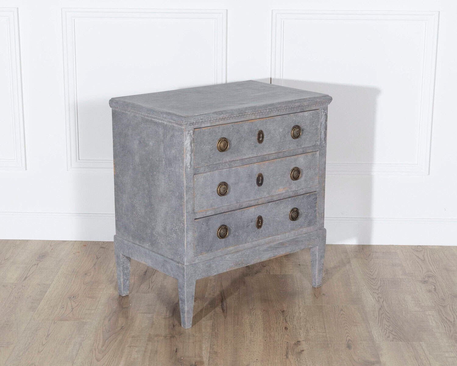 Swedish Painted Chest of Drawers in Grey-Blue, circa 1920 - JAA