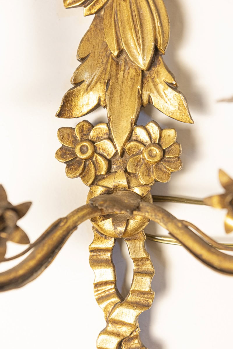 Pair of 20th Century French Gild Wood Sconces - JAA