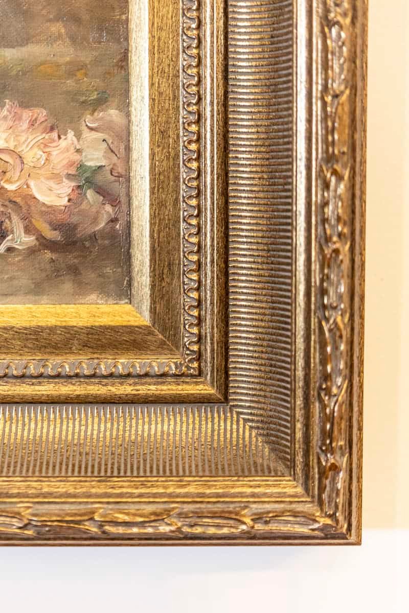 French 19th Century Framed Oil on Canvas Still-Life Painting with Pink Bouquet - JAA