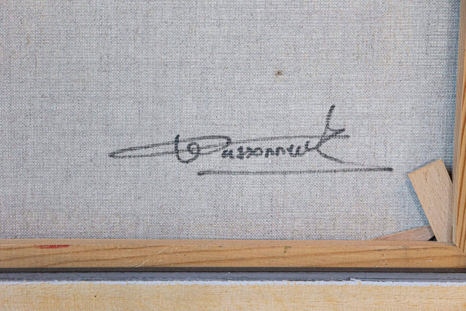 French Late 20th Century Framed and Signed Oil on Canvas Barnyard Scene Painting - JAA