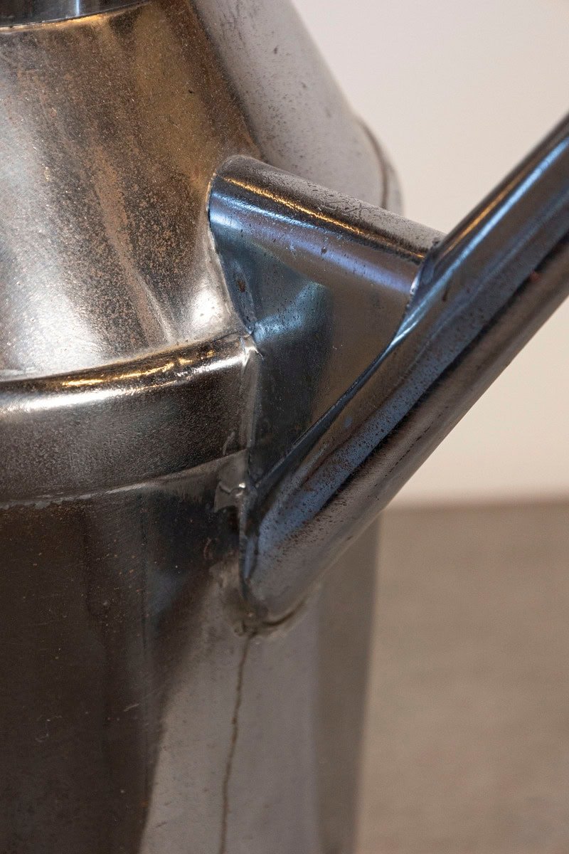 French 19th Century Metal Milk Can with Long Spout and Wooden Handle - JAA