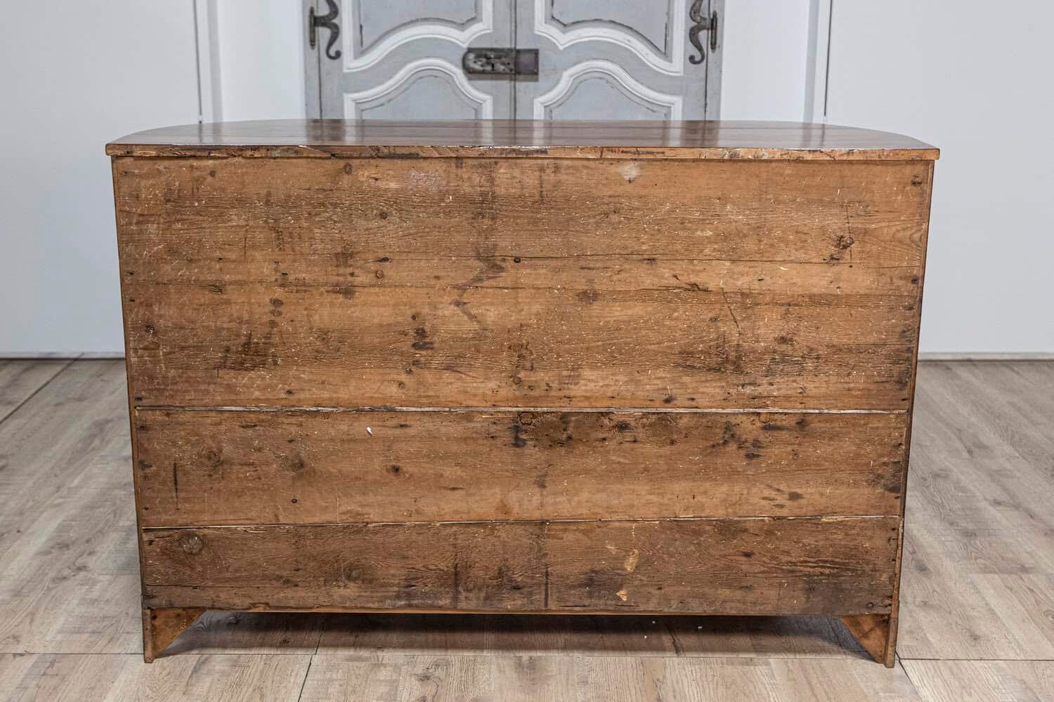 Italian 19th Century Walnut Credenza with Diamond Motifs and Rounded Sides - JAA