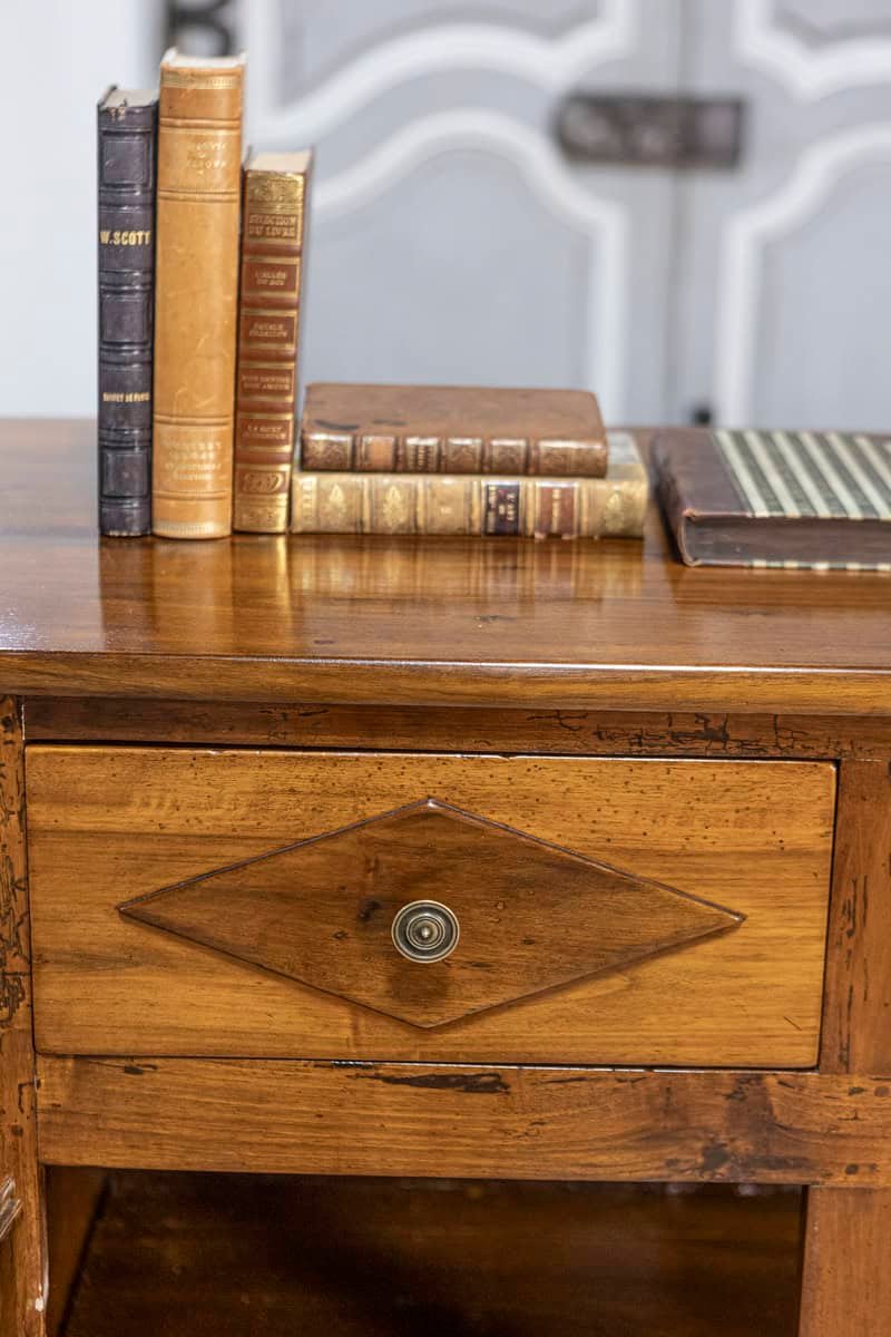 Italian 19th Century Walnut Credenza with Diamond Motifs and Rounded Sides - JAA