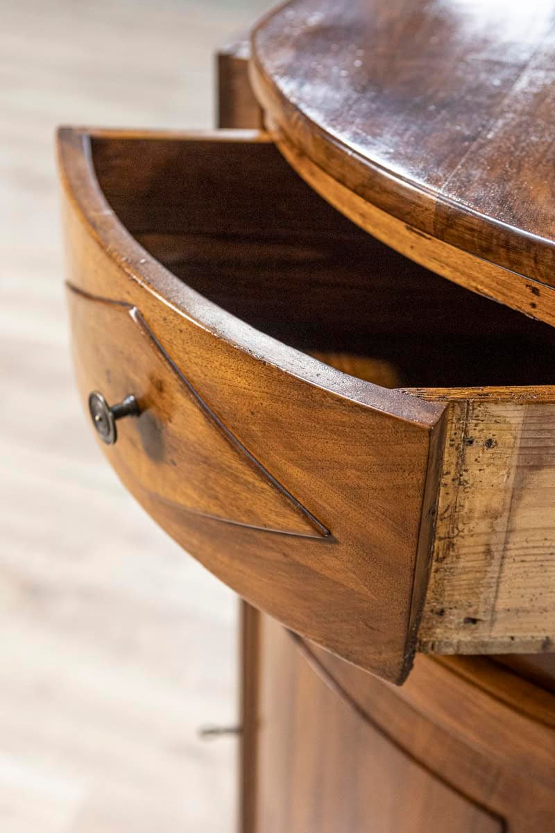 Italian 19th Century Walnut Credenza with Diamond Motifs and Rounded Sides - JAA