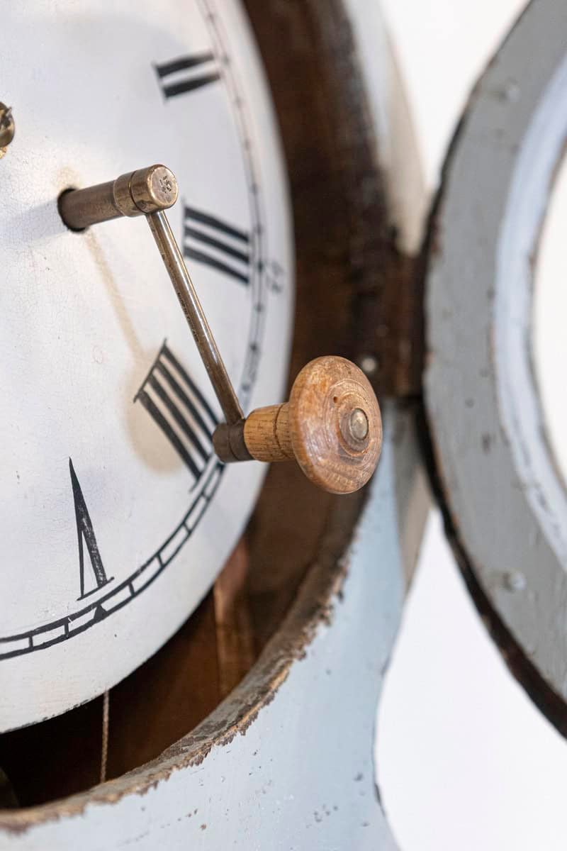 Swedish Neoclassical Style Painted Wood Longcase Clock with Carved Palmette - JAA