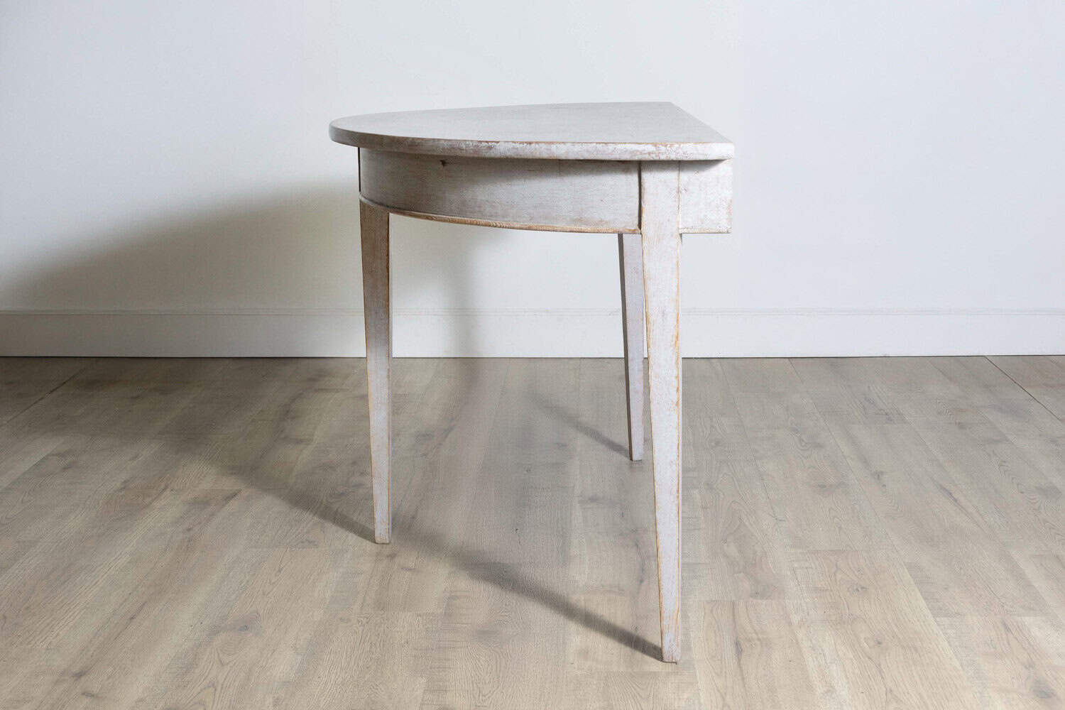 1860s Gustavian Style Swedish Painted Demi-Lune Tables with Tapered Legs - JAA