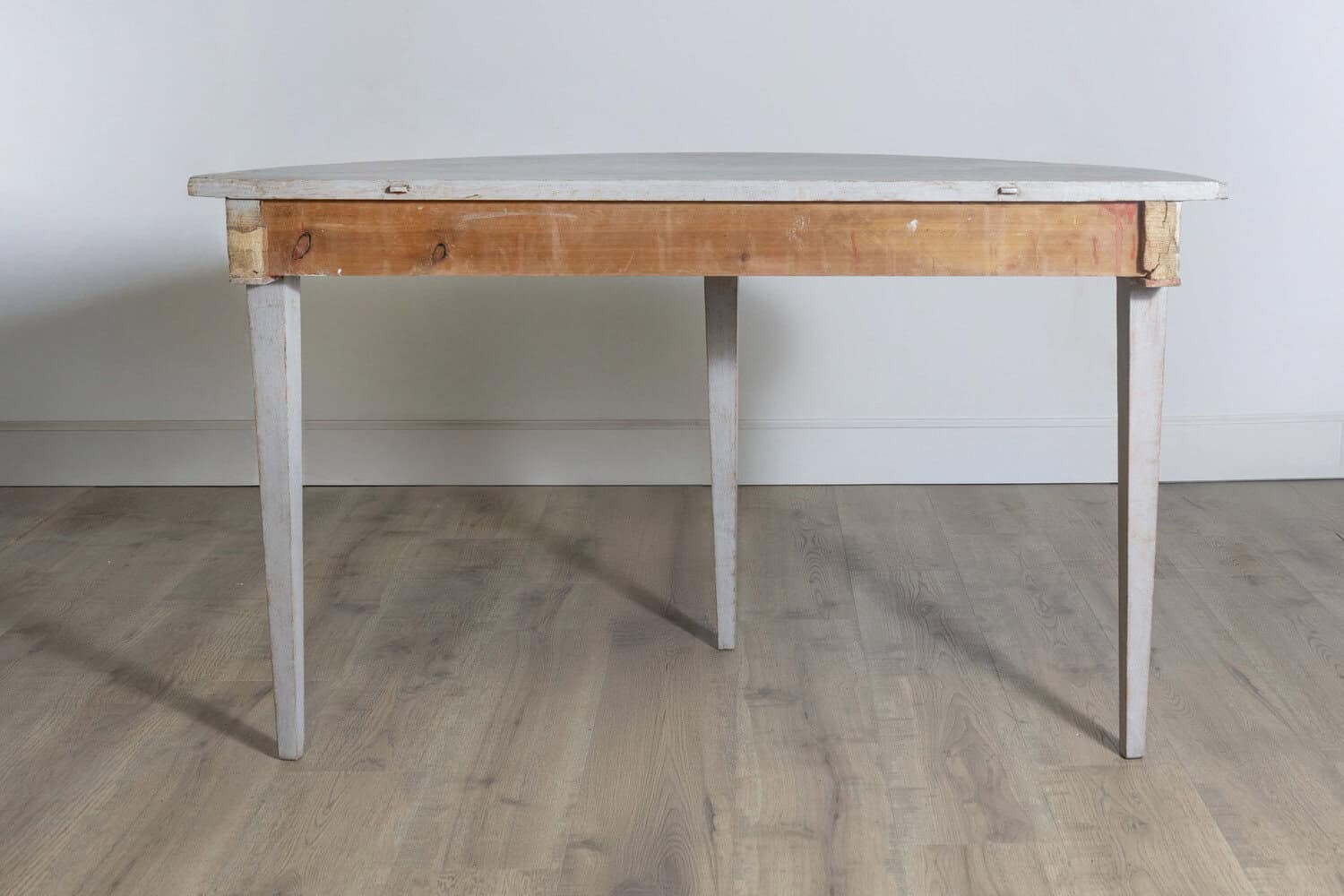 1860s Gustavian Style Swedish Painted Demi-Lune Tables with Tapered Legs - JAA