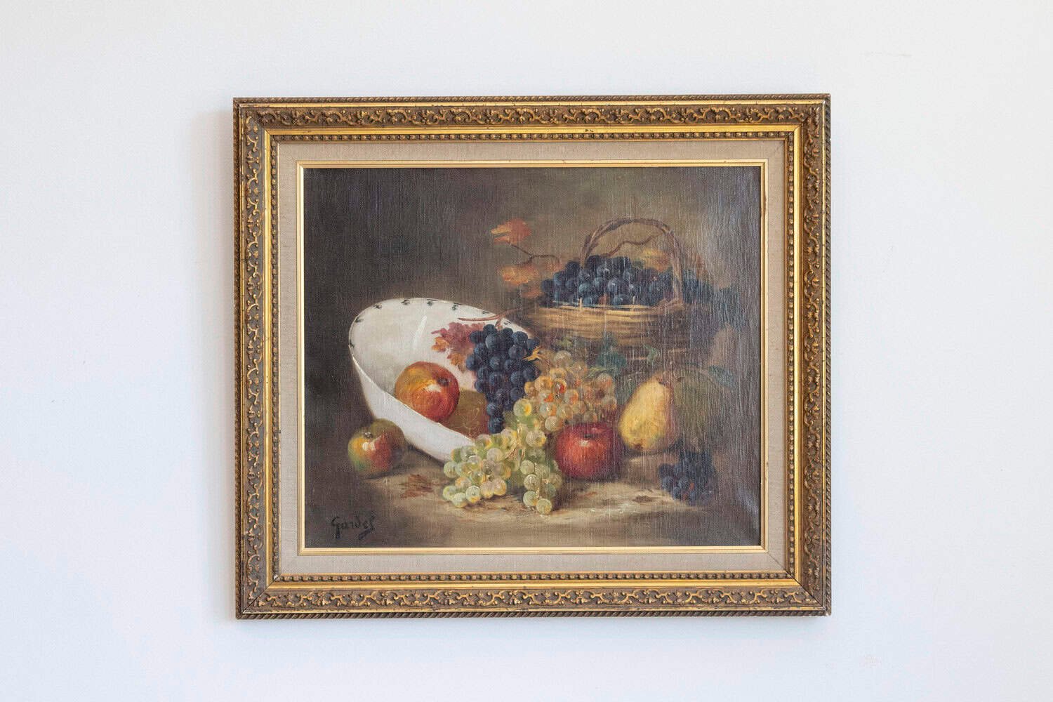 French 19th Century Oil on Canvas Framed Still-Life Painting Depicting Fruits - JAA