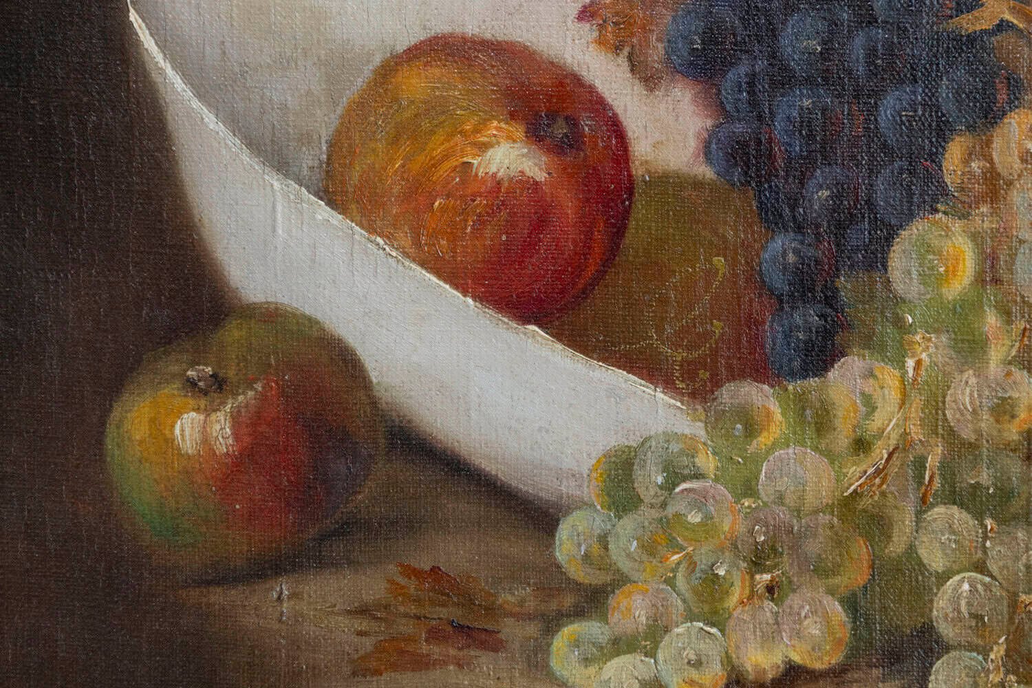 French 19th Century Oil on Canvas Framed Still-Life Painting Depicting Fruits - JAA