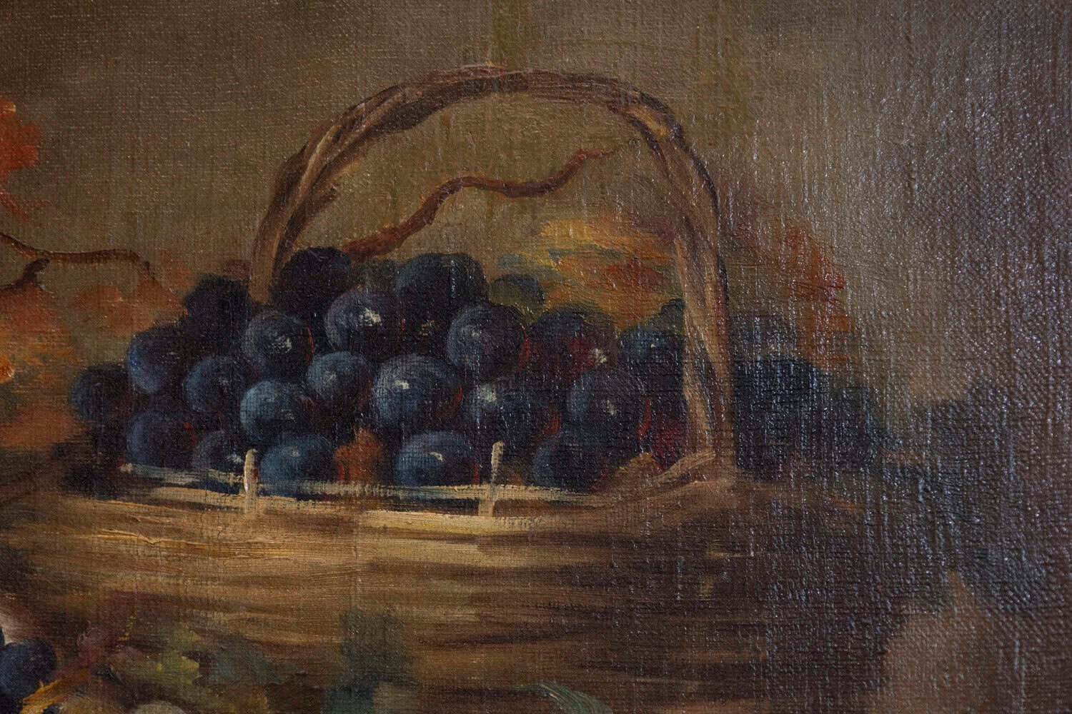 French 19th Century Oil on Canvas Framed Still-Life Painting Depicting Fruits - JAA