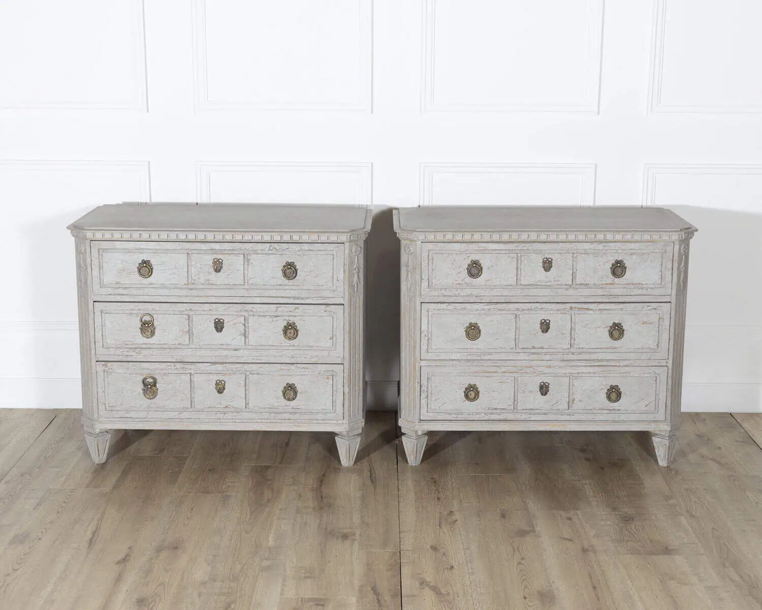 Pair of 19th Century Swedish Gustavian Painted Chests of Drawers - JAA