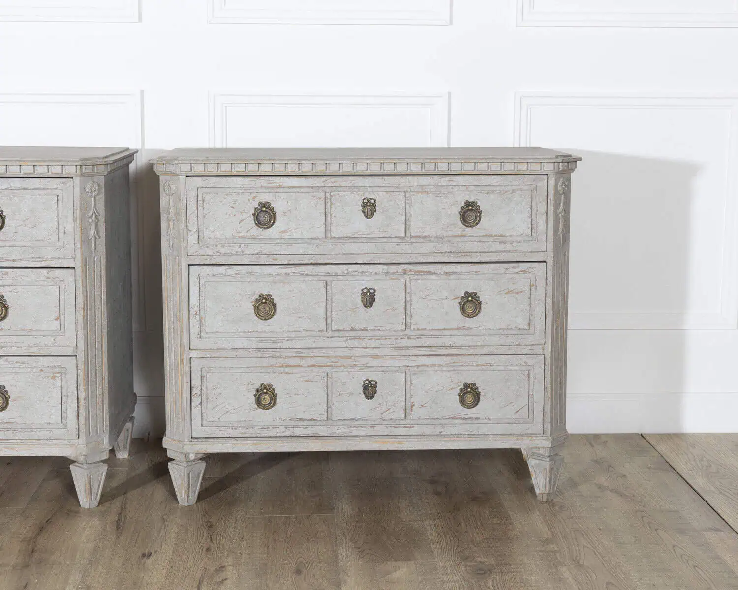Pair of 19th Century Swedish Gustavian Painted Chests of Drawers - JAA