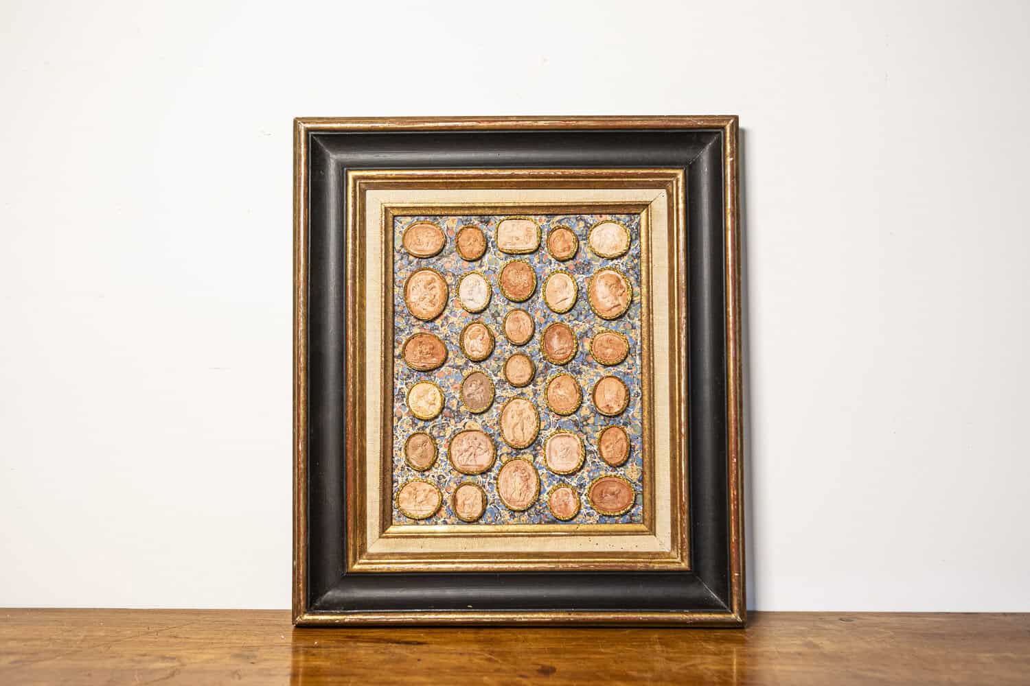 19th Century French Framed Cameo Collection with Gilt Accents - JAA