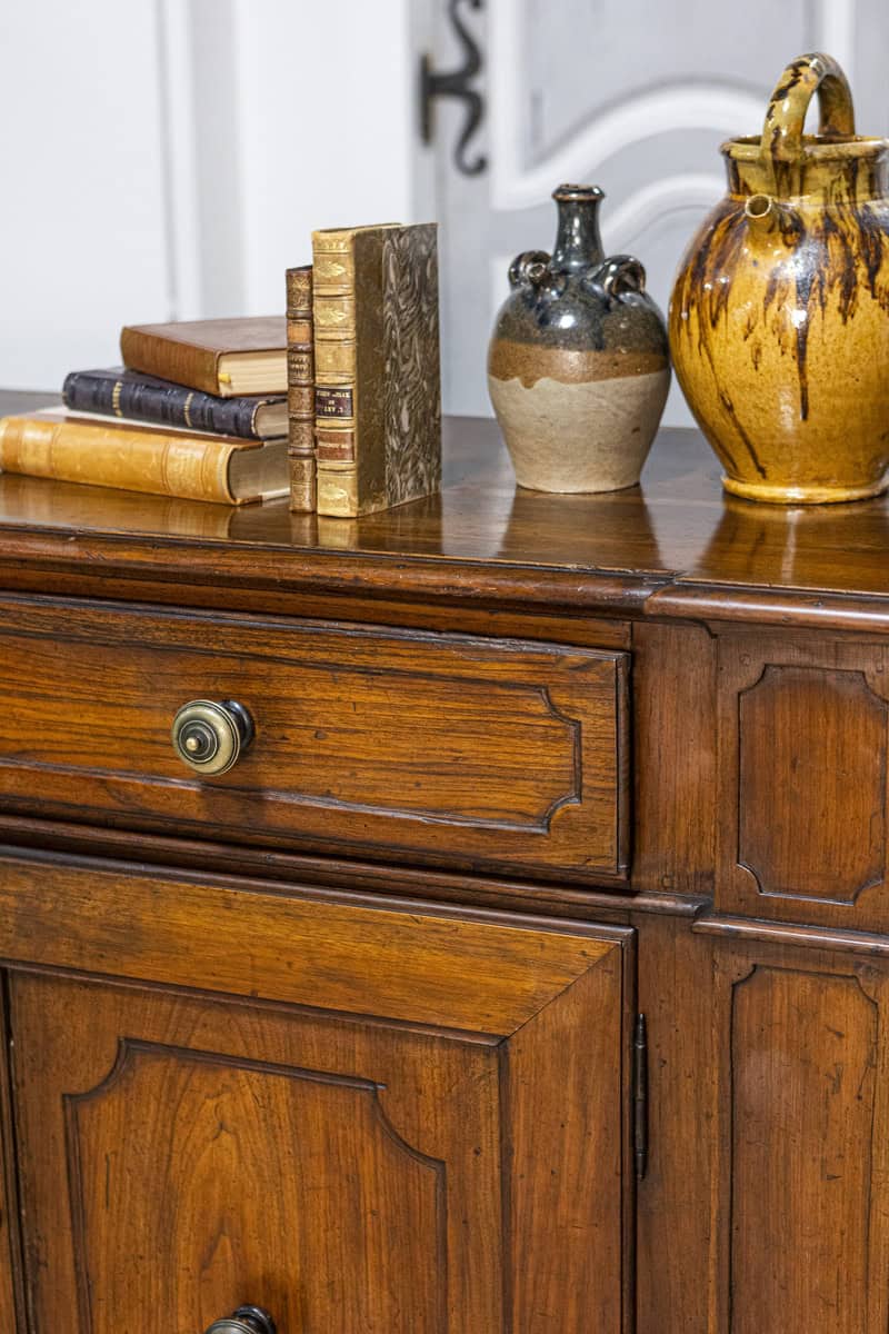 Italian 1700s Walnut Credenza with Four Drawers, Four Doors and Pilasters - JAA