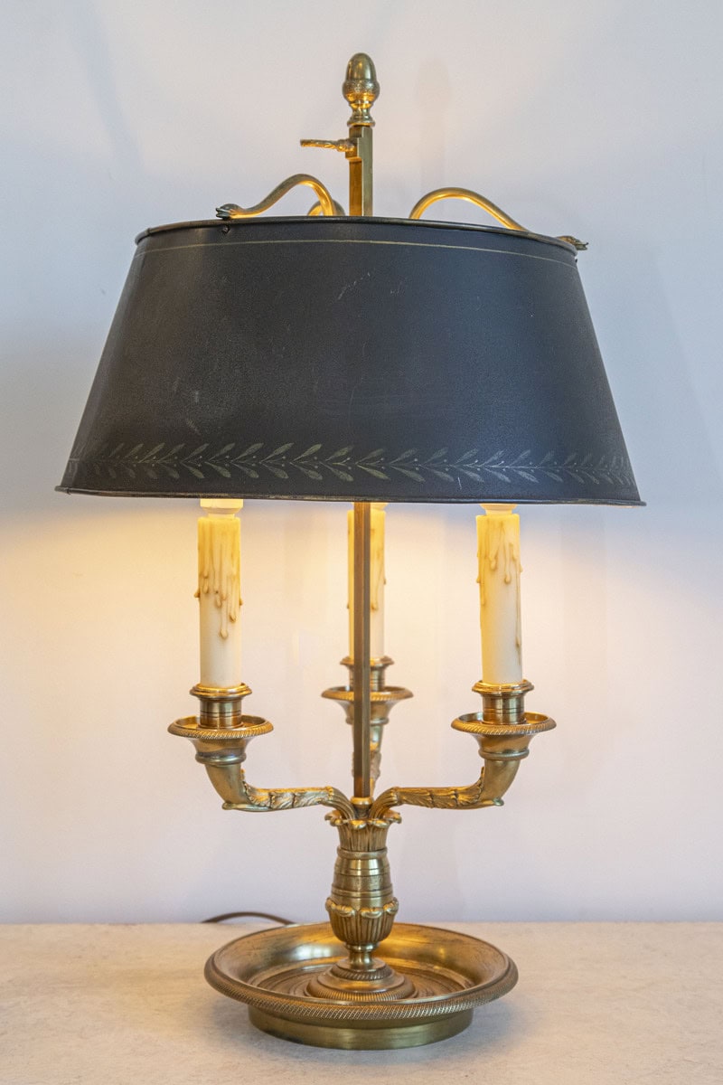 20th Century French Bouillotte Lamp with Black Tôle Shade - JAA