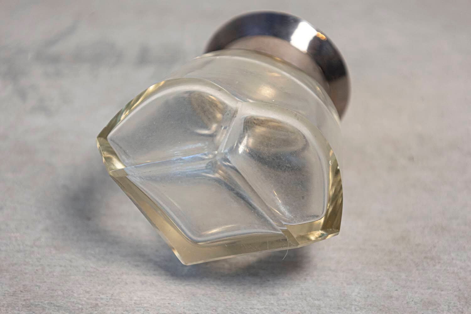 English circa 1924 Crystal Toiletry Bottle from Birmingham with Silver Lid - JAA