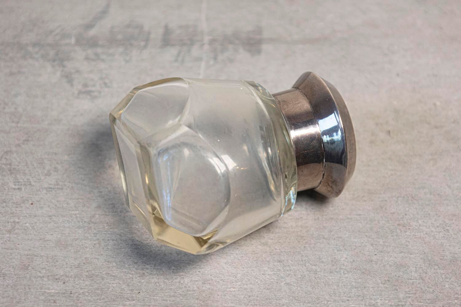 English circa 1924 Crystal Toiletry Bottle from Birmingham with Silver Lid - JAA