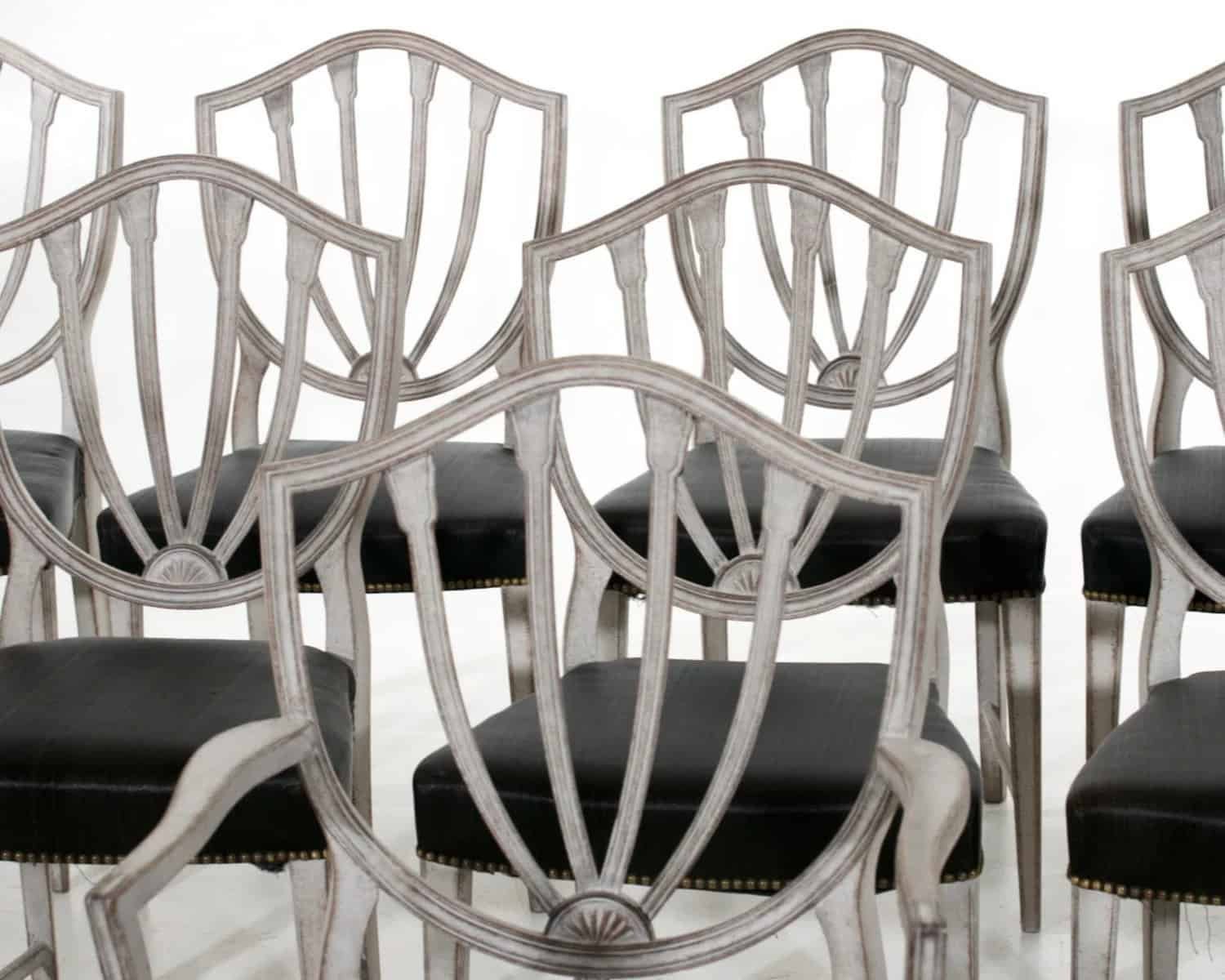 Fine European set of eight chairs and one armchair, with original horsehair seats, circa 1900 - JAA