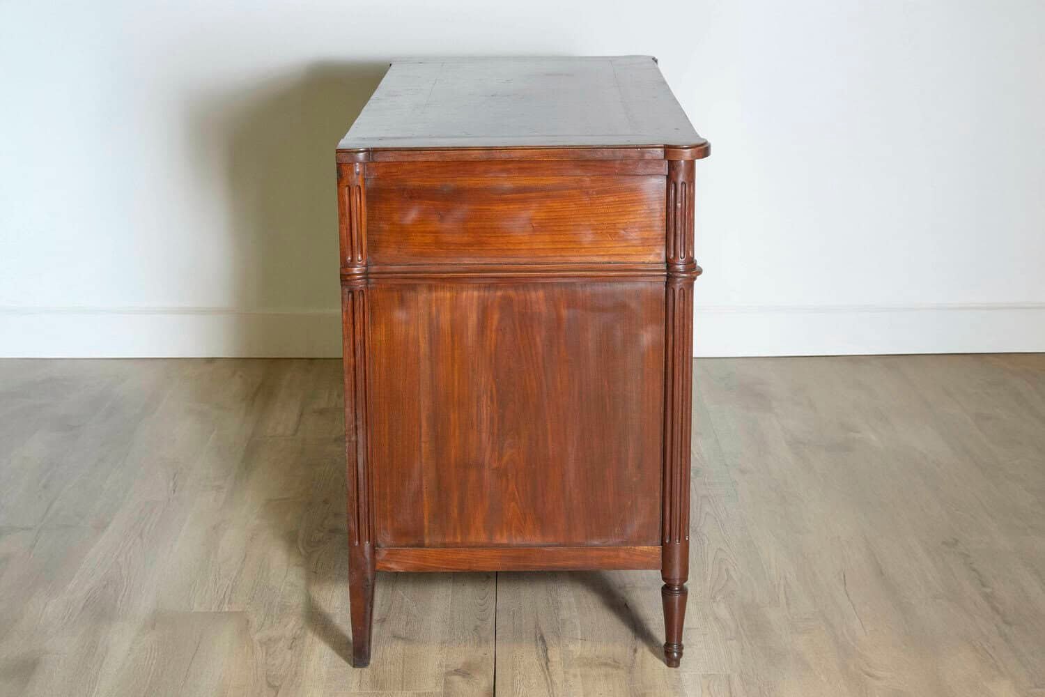 French Louis XVI Style 19th Century Cherry Three-Drawer Commode with Fluting - JAA