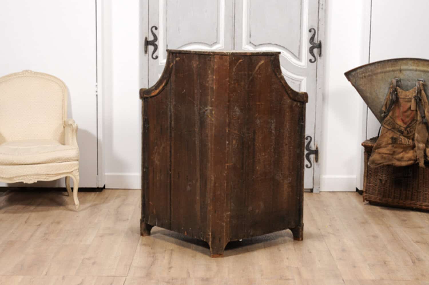 18th Century Gustavian Period Swedish Painted Corner Buffet with Reeded Doors - JAA