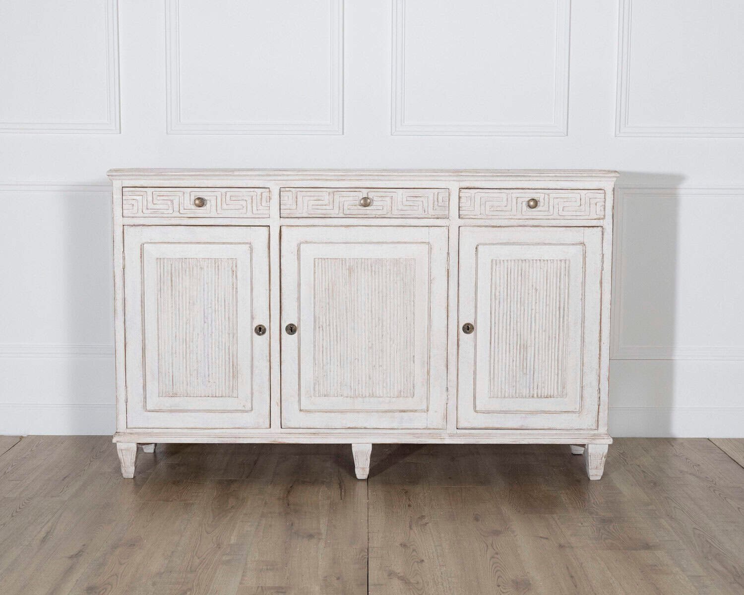 19th Century Swedish Painted Pine Sideboard with Greek Key Frieze - JAA