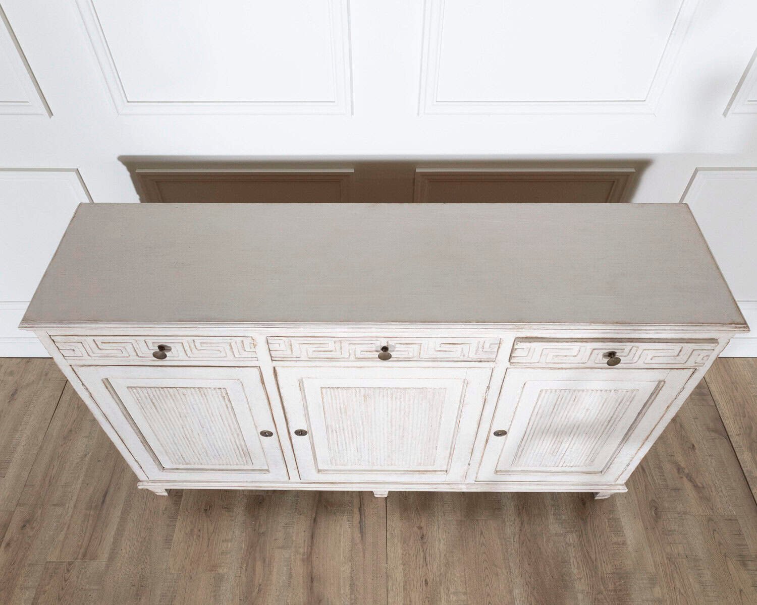 19th Century Swedish Painted Pine Sideboard with Greek Key Frieze - JAA