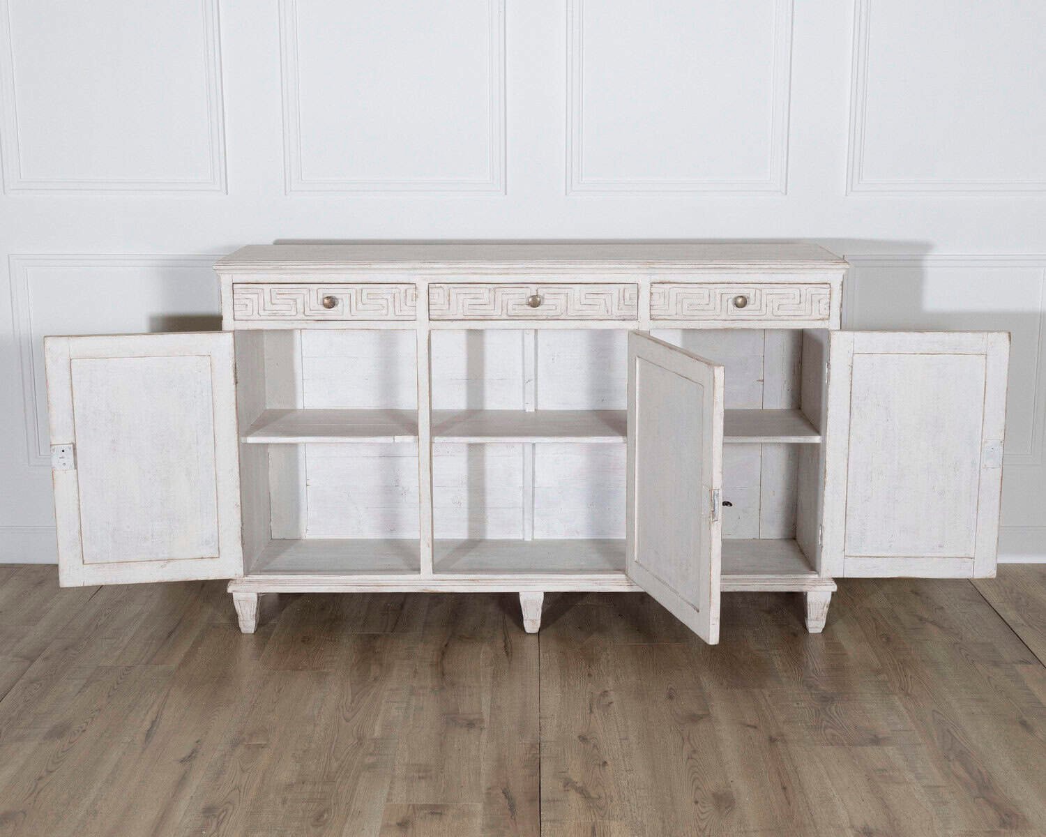 19th Century Swedish Painted Pine Sideboard with Greek Key Frieze - JAA