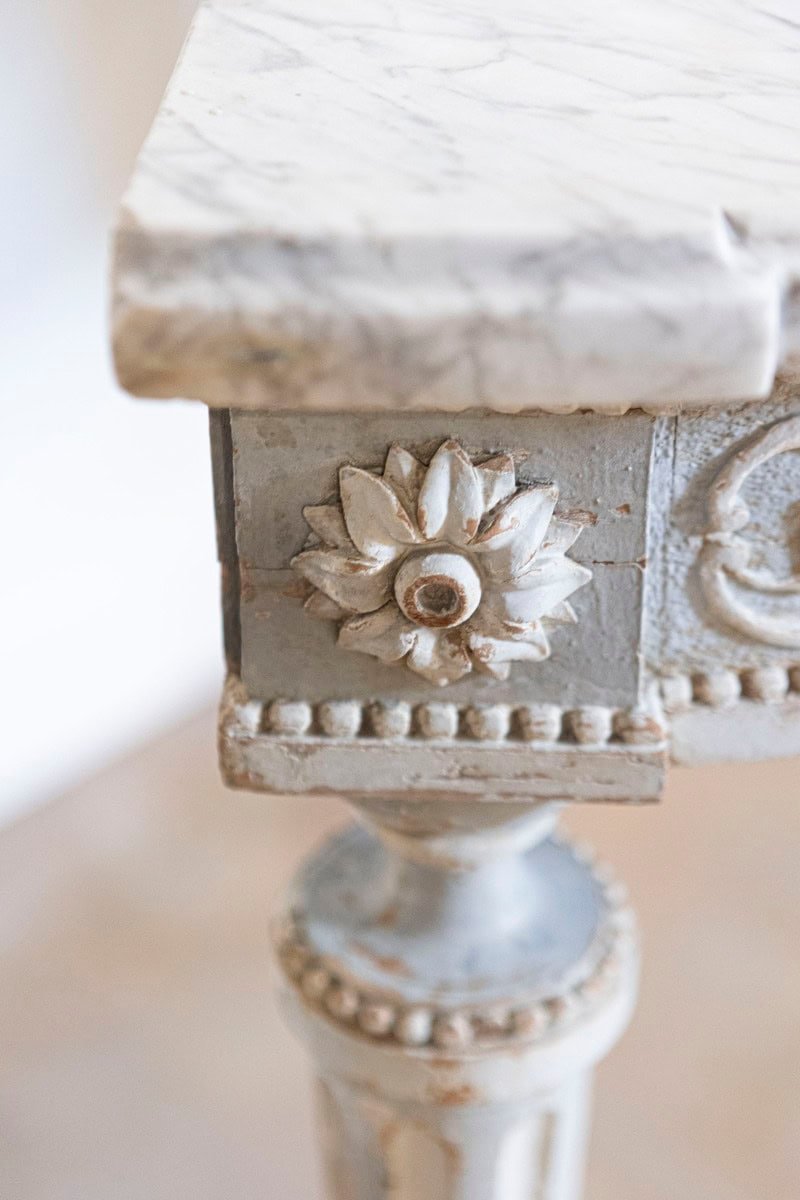 18th Century French Marble Top Demi Lune Console Table - JAA