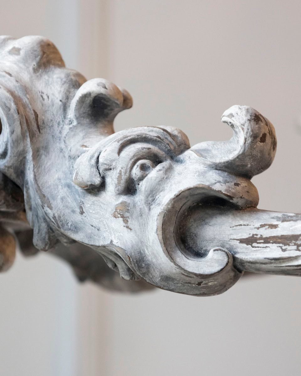 French 20th Century Painted and Carved Wood Chandelier - JAA