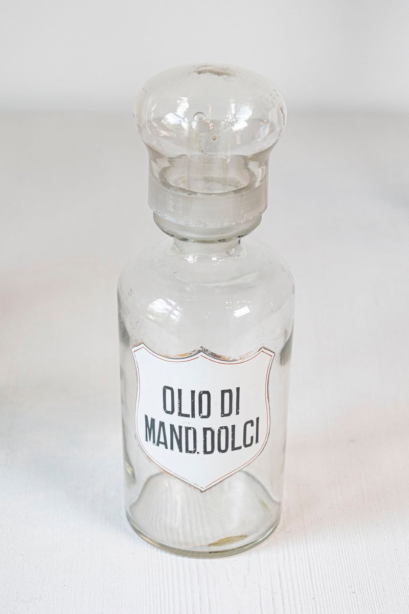 4 Vintage Italian Glass Pharmacy Jars with Labels, Sold Each - JAA