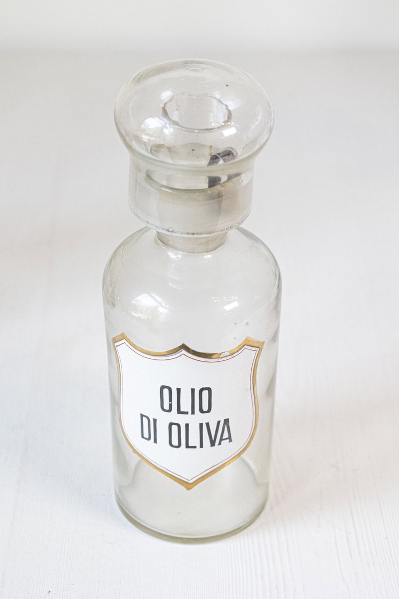 4 Vintage Italian Glass Pharmacy Jars with Labels, Sold Each - JAA