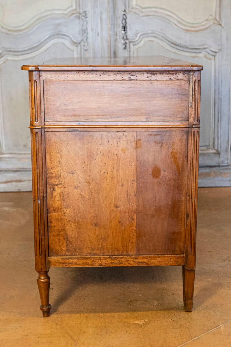 French 1890s Louis XVI Style Three-Drawer Commode with Rounded Fluted Side Posts - JAA