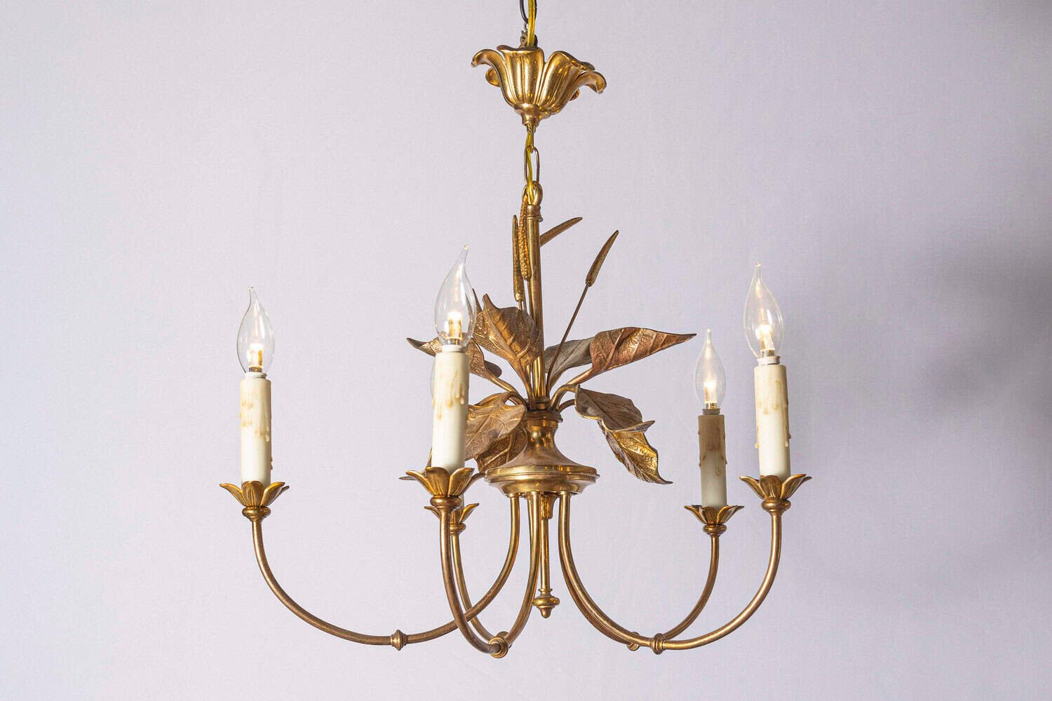 20th Century French Maison Charles-Inspired Gilt Bronze Chandelier - JAA