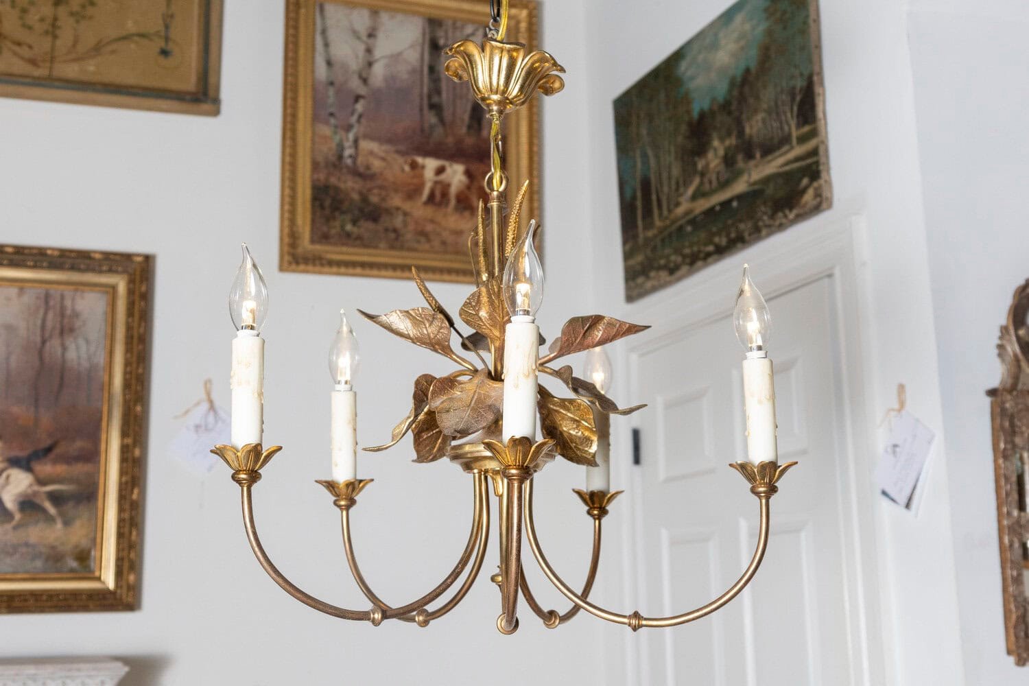 20th Century French Maison Charles-Inspired Gilt Bronze Chandelier - JAA