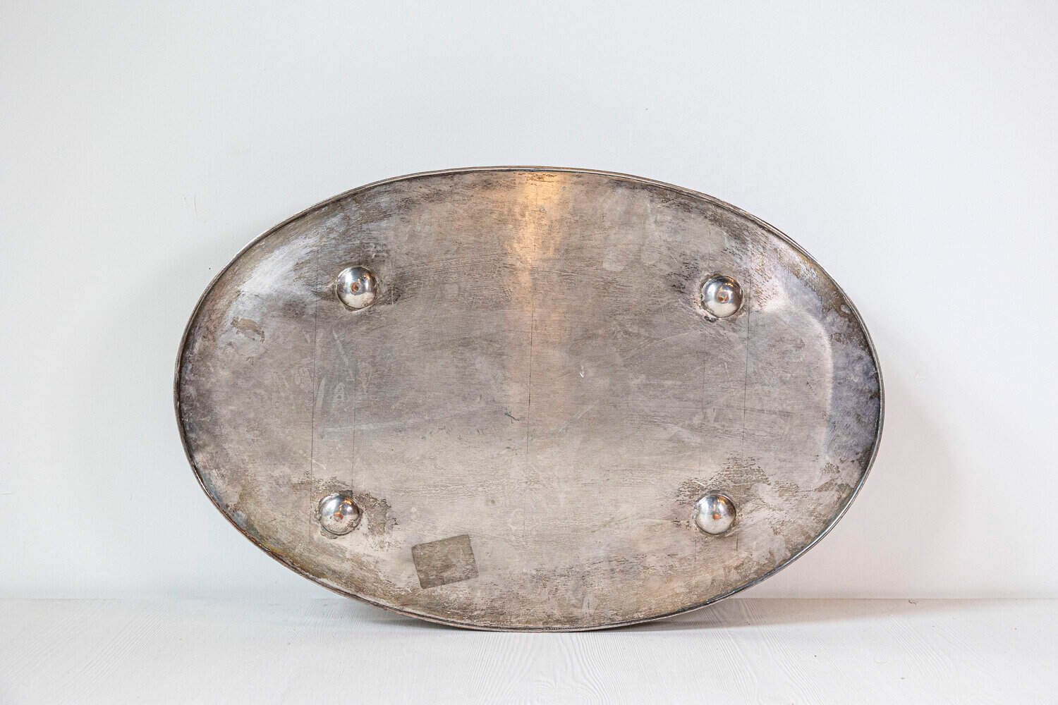 English Edwardian Period Silver Plated Tray with Pierced Motifs and C-Scrolls - JAA