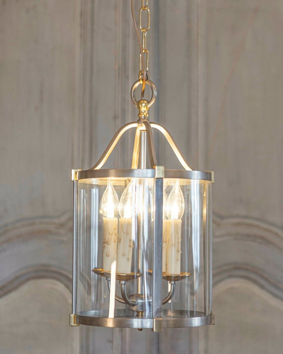 Sophisticated 20th Century French Brass and Nickel Lantern - JAA