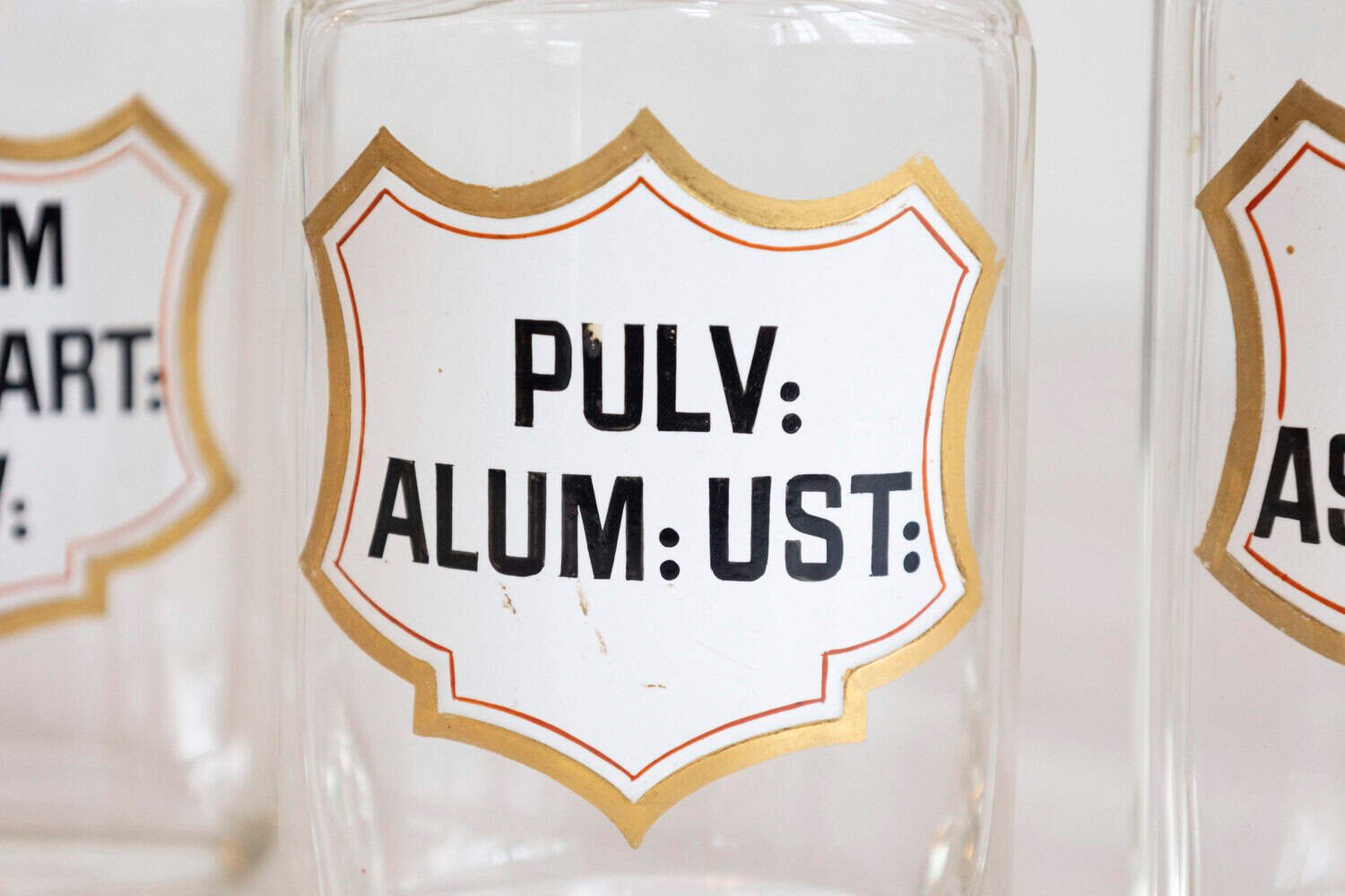 French Louis-Philippe Period 1840s Glass Apothecary Jars with Latin Labels - JAA