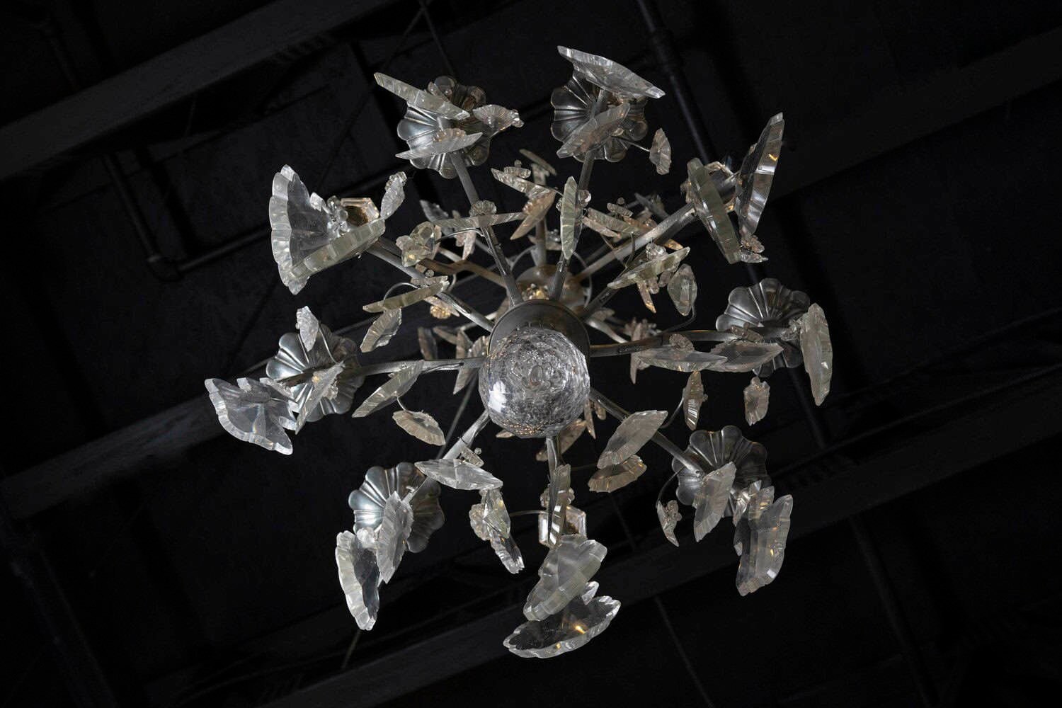 40% OFF. French 19th Century Six-Light Crystal Chandelier with Silvered Iron Armature - JAA