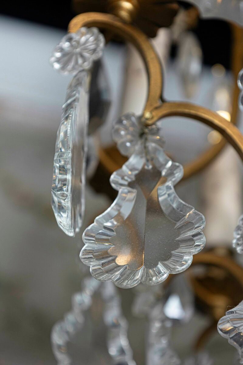 French Late 19th Century Crystal 12-Light Chandelier with Brass Armature - JAA