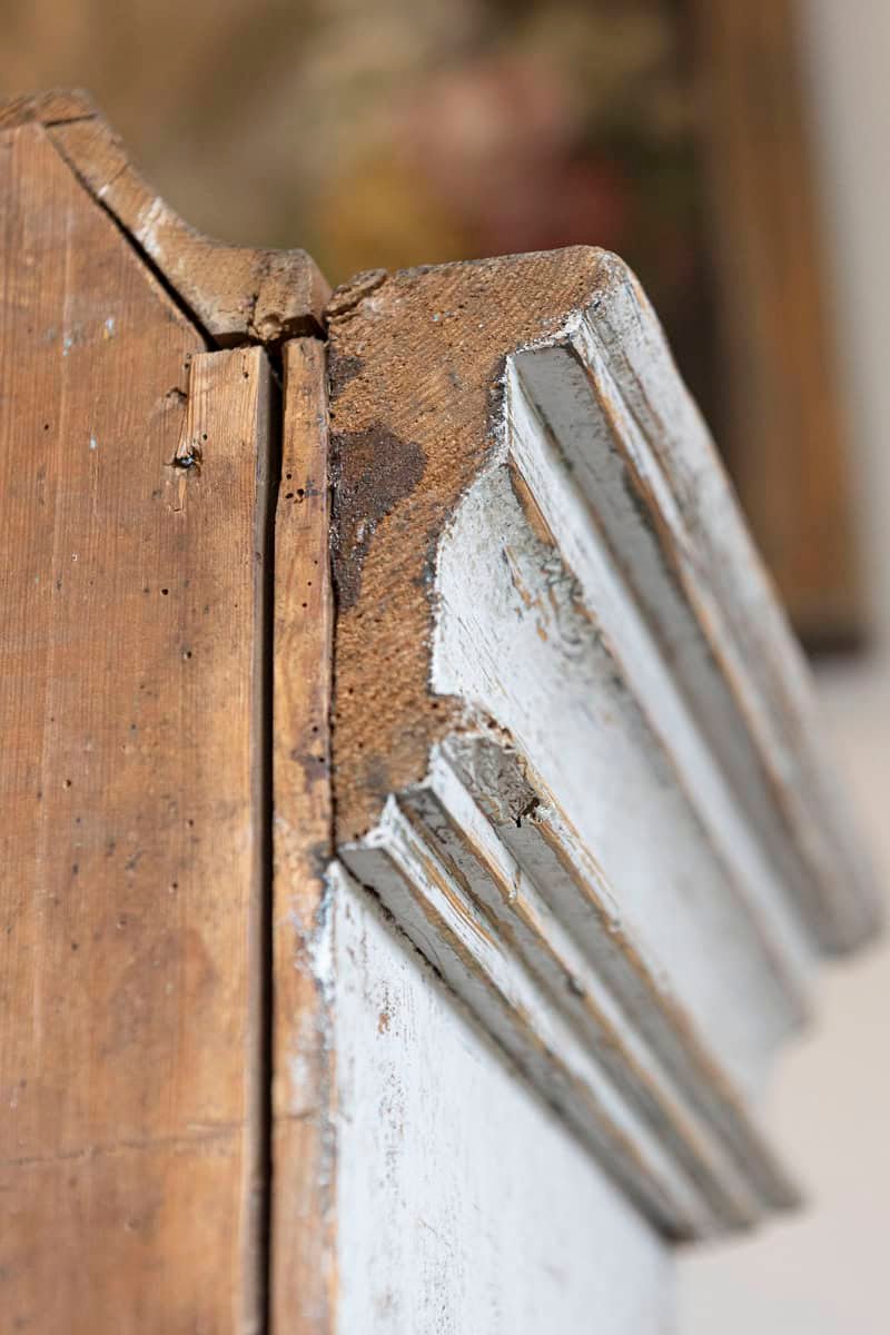 Swedish Rococo Style Chapeau de Gendarme 1820s Gray Painted Tall Secretary - JAA