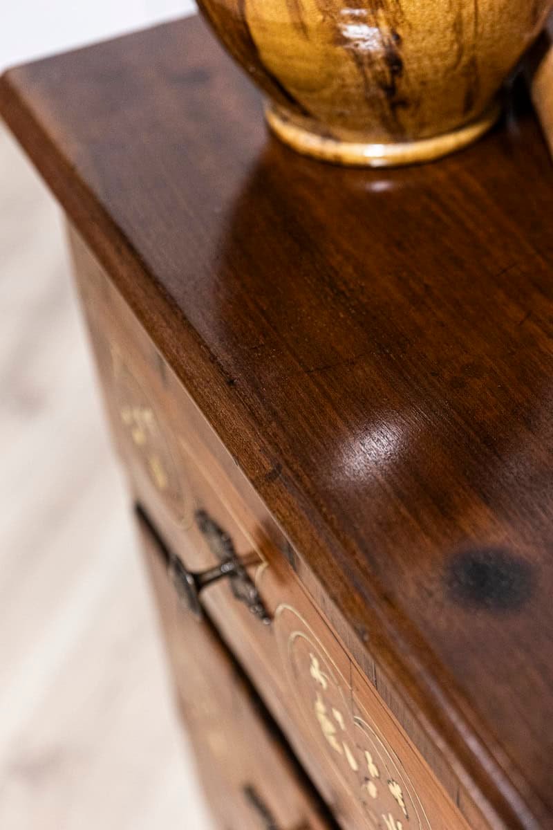 18th Century Italian Walnut, Mahogany and Ash Two-Drawer Commode with Marquetry - JAA