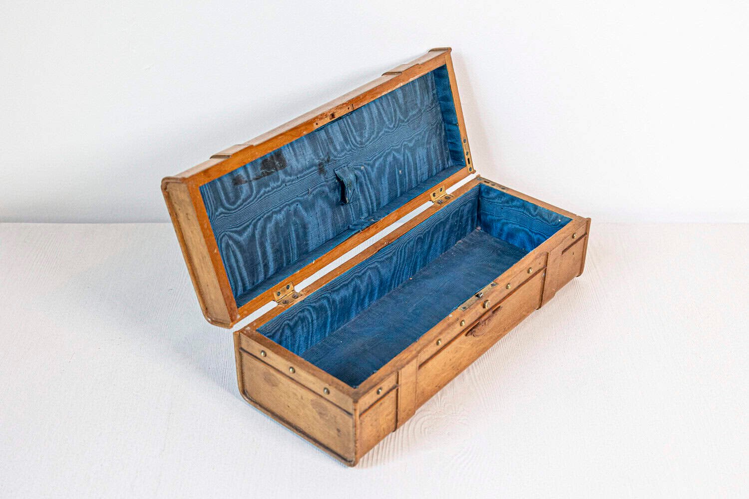 French 19th Century Cherry and Brass Glove Box with Low-Relief Carved Motifs - JAA