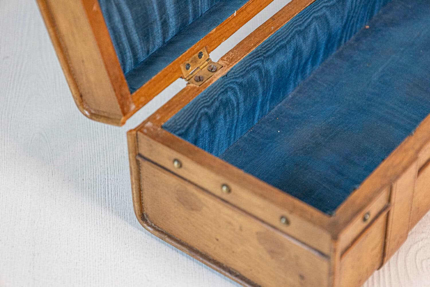 French 19th Century Cherry and Brass Glove Box with Low-Relief Carved Motifs - JAA