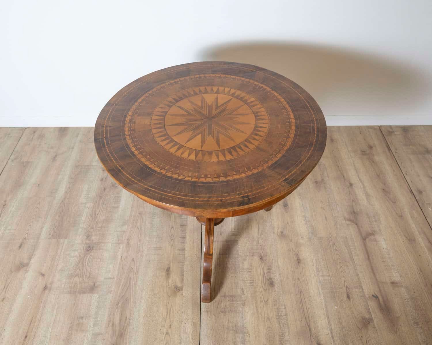 18th Century Italian Sorrento Center Table with Inlaid Starburst Top - JAA