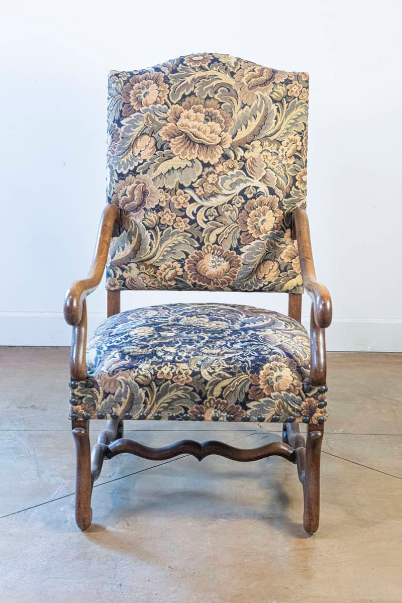 Pair of French Louis XIII Style 19th Century Os de Mouton Wooden Fauteuils - JAA