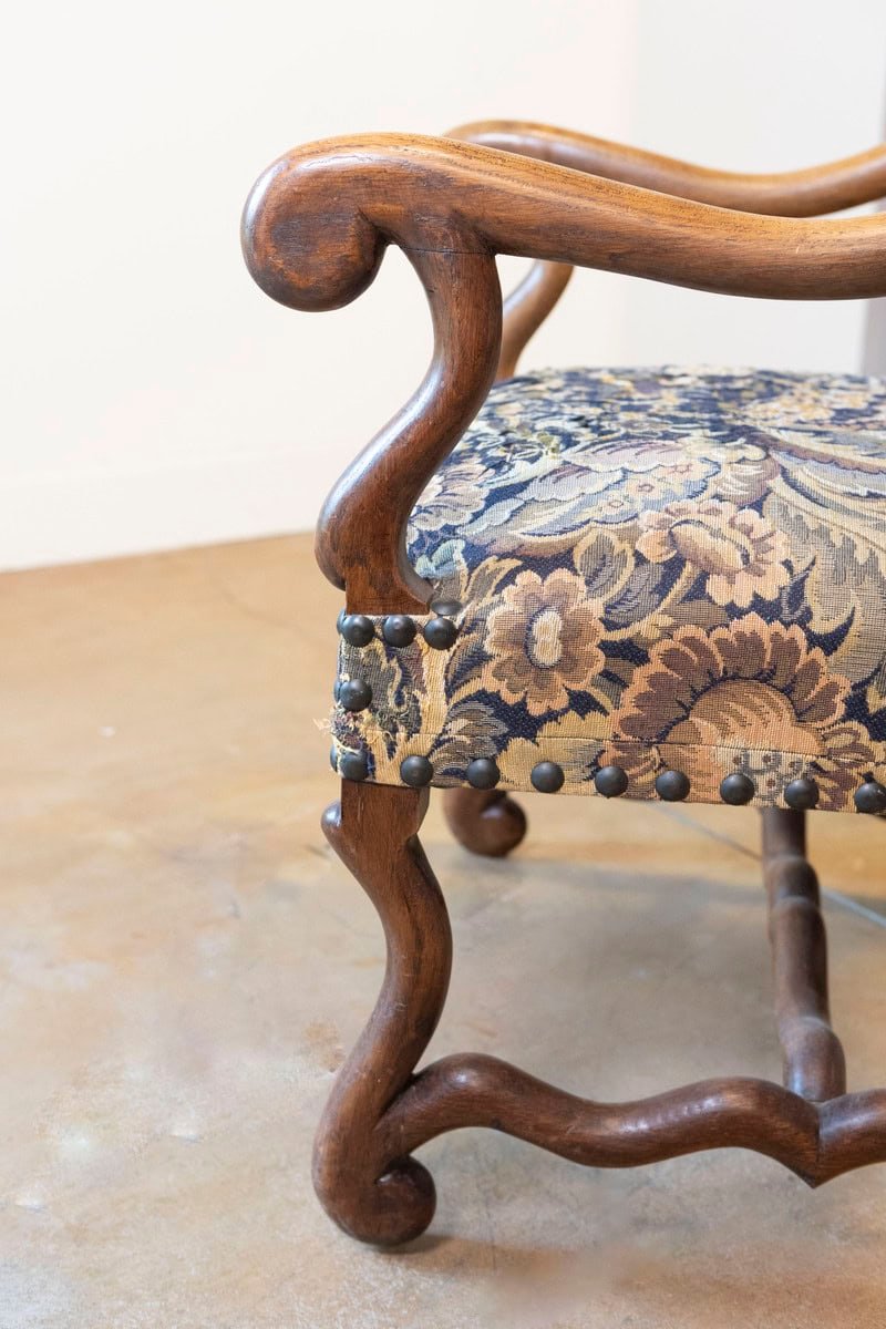 Pair of French Louis XIII Style 19th Century Os de Mouton Wooden Fauteuils - JAA