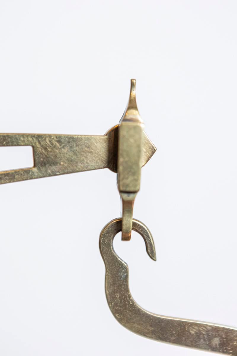 French 19th Century Freestanding Brass Tea Scale Mounted on Wooden Base - JAA